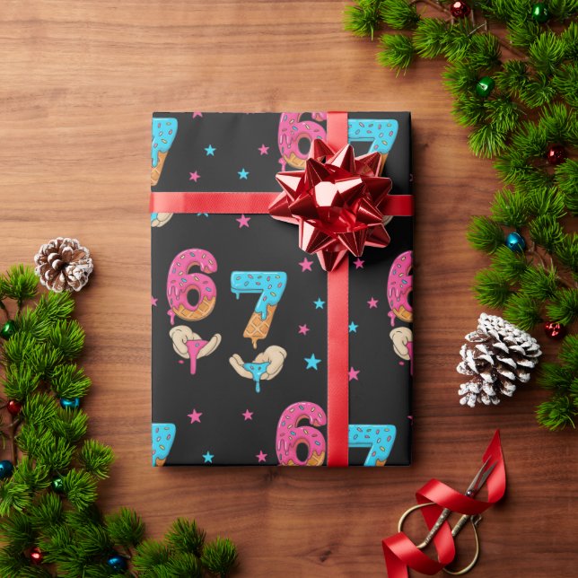 6 7 Meme Six Seven Birthday Wrapping Paper Presentpapper (Julgåva)
