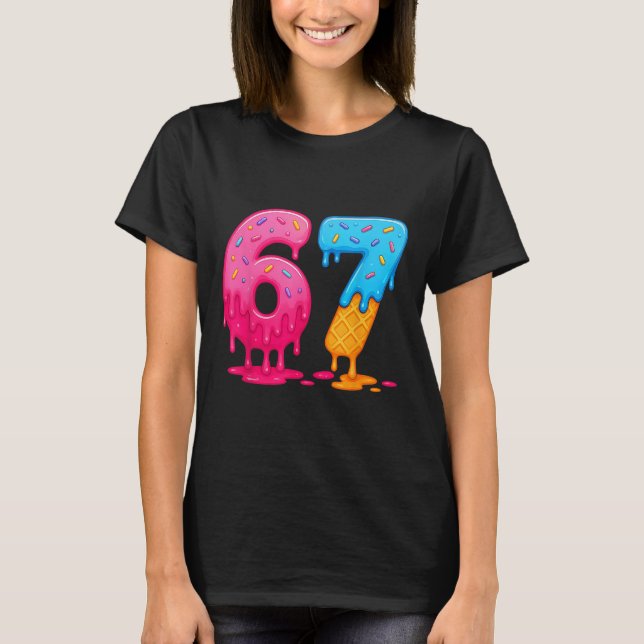 6 7 Meme Six Seven Glassad Is Drippar  T Shirt (Framsida)