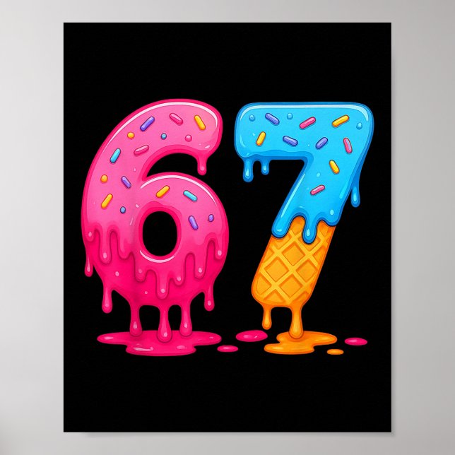 6 7 Meme Six Seven Glassad Is Strömmande  Poster (Framsidan)