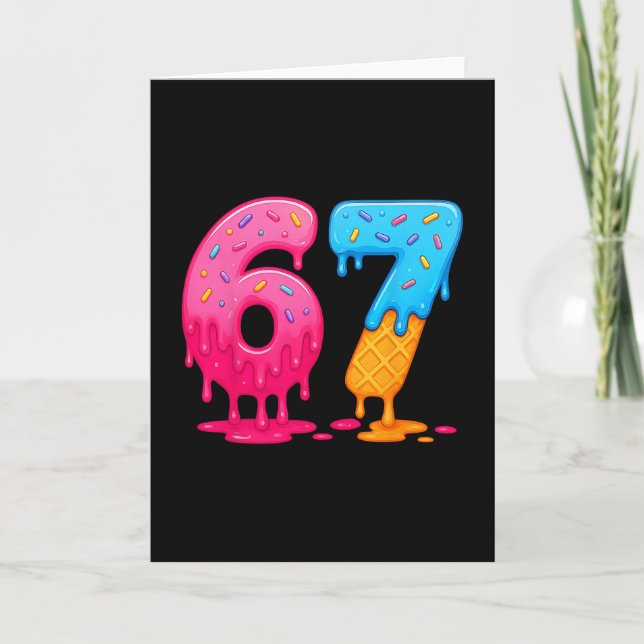 6 7 Meme Six Seven Glassad Is Strömmar  Kort (Framsida)