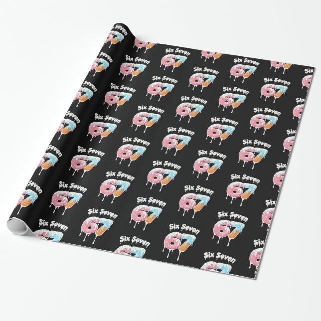 6 7 Meme Six Seven Party Wrapping Paper Presentpapper (Utrullad)