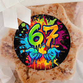 6 7 Meme Trend Six Seven Birthday Sticker Runt Klistermärke