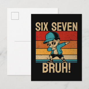 6 7 Nummer Dabba Six Seven Bruh Inbjudan Vykort