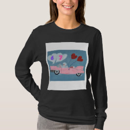 6 7 Poodle in Pink Classic Car flying in sky shirt T