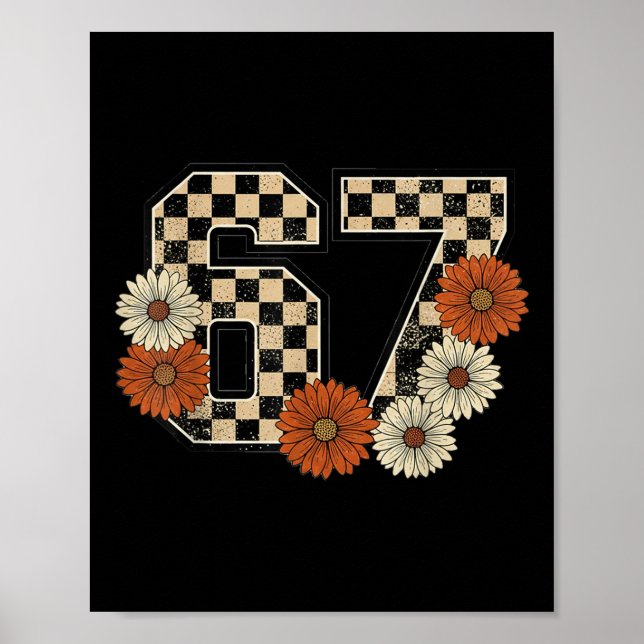 6 7 Retro Fall Meme Checkerboard Tee Haunted  Poster (Framsidan)