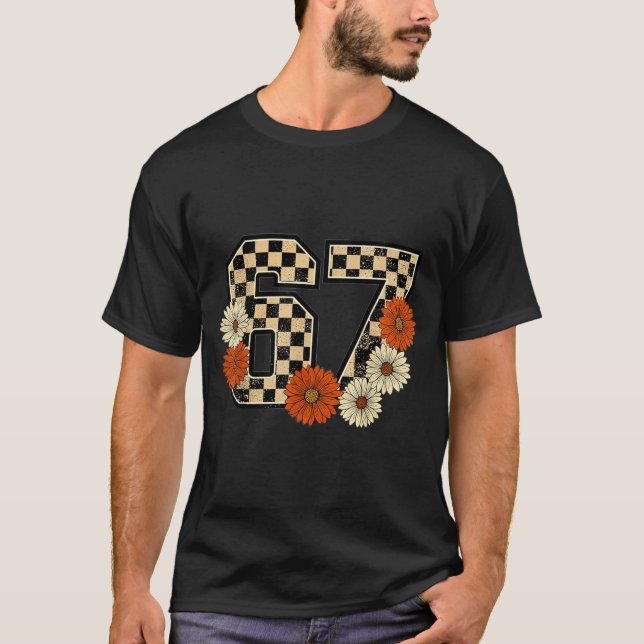 6 7 Retro Höst Meme Rutig T-Shirt Heunted Av 67 (Framsida)
