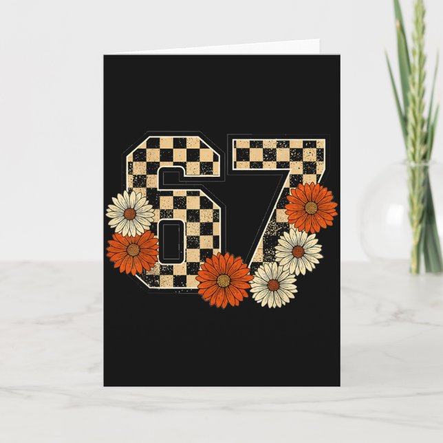 6 7 Retro Höst Meme Rutig Tee Haunted Av 67 Kort (Framsida)