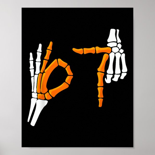 6 7 Roliga Halloween 67 Kostym Skelett Händer  Poster (Framsidan)