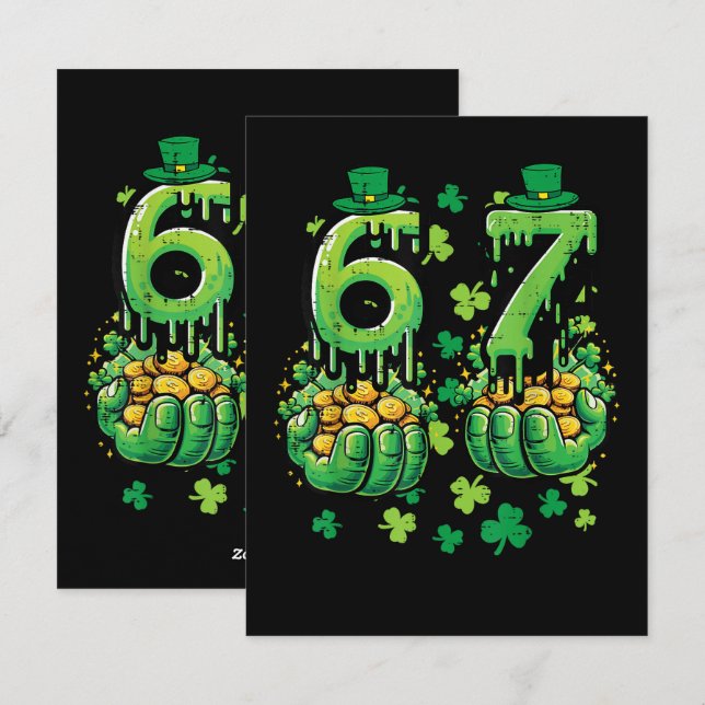 6 7 Saint Patrick's Day Julkort (Fram/baksida)