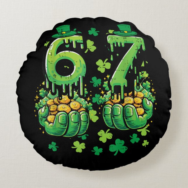 6 7 Saint Patrick's Day Rund Kudde (Framsidan)