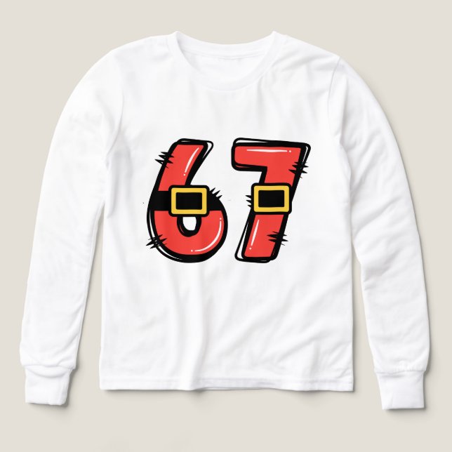 6 7 Santa Bälte Jul  T Shirt (Design framsida)