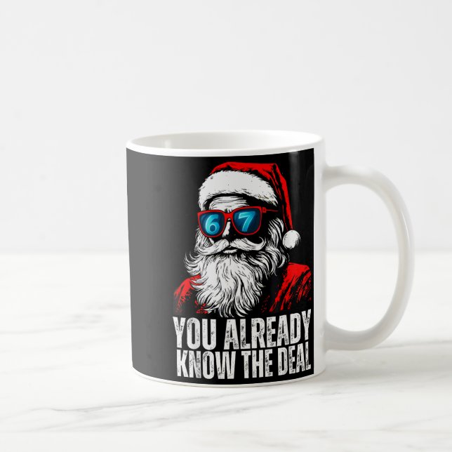 6 7 Santa Face Six Seven Meme Funny 67 Christmas F Kaffemugg (Höger)