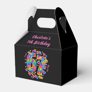 6 7 Sex Sju Neon Regnbåge Glöd Flicka 7-årsdag Presentaskar