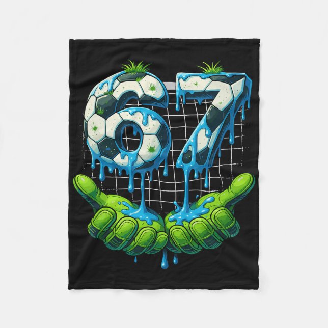 6 7 Six Seven Dropp Rolig Gen Alpha Meme Fotbollst Fleecefilt (Framsidan)
