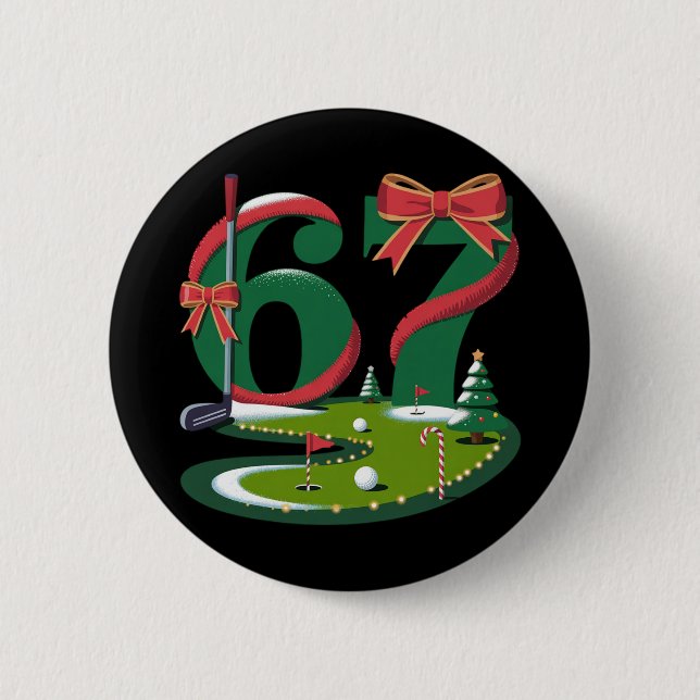 6 7 Six Seven Golf Gen Z Alpha Meme Jul Golfing Knapp (Framsida)