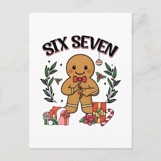 6 7 Six Seven Hand Gen Z Alpha Gingerbread Meme  Vykort (Framsida)