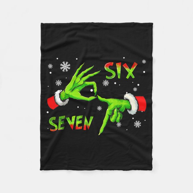 6 7 Six Seven Hand Gen Z Alpha Meme Slang Xmas Chr Fleecefilt (Framsidan)
