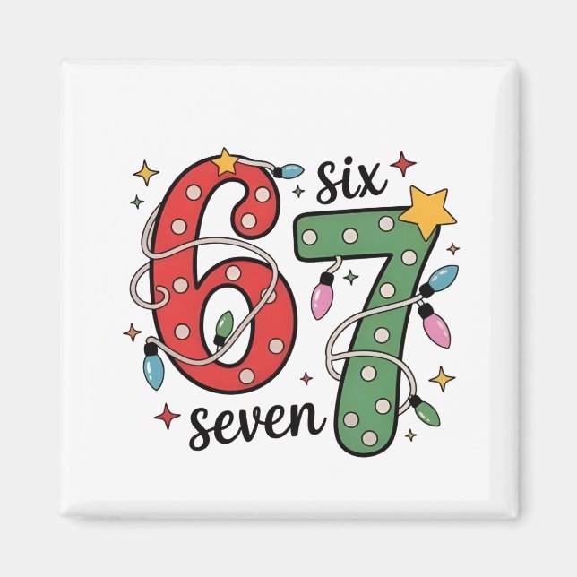 6 7 Six Seven Hand Gen Z Alpha Meme Slang Xmas  Magnet (Framsidan)