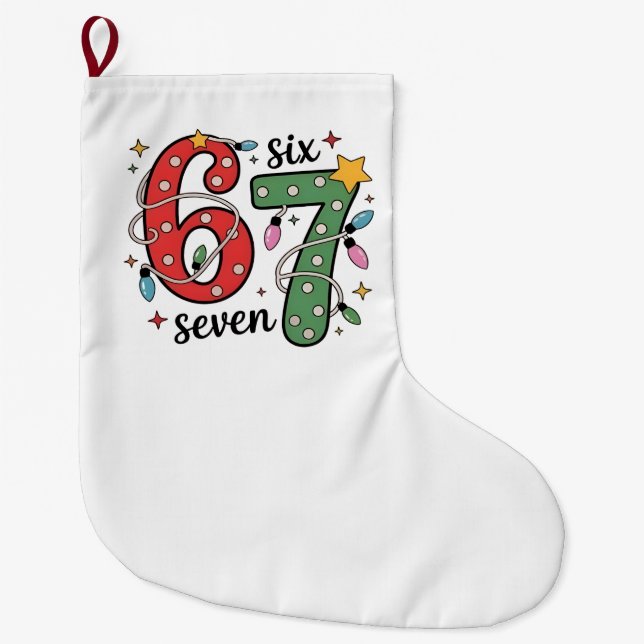 6 7 Six Seven Hand Gen Z Alpha Meme Slang Xmas  Stor Julstrumpa (Framsidan)
