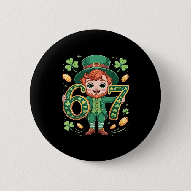 6 7 Six Seven Leprechaun 67 Humor St. Patricks Day Knapp (Framsida)