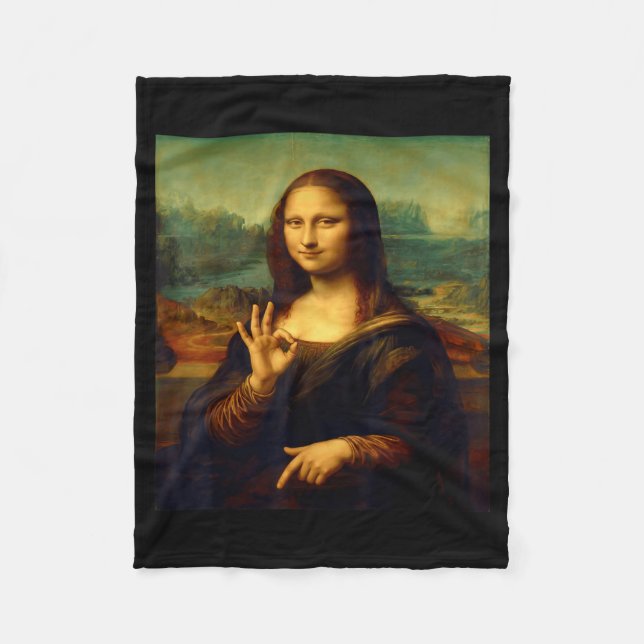 6 7 Six Seven Meme 67 Funny Mona Lisa Funny Clic A Fleecefilt (Framsidan)