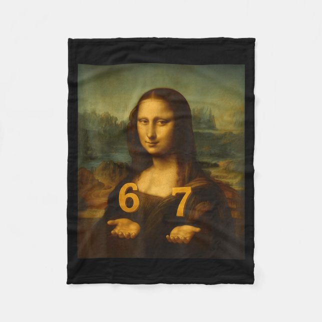 6 7 Six Seven Meme 67 Funny Mona Lisa Gen Z Alpha  Fleecefilt (Framsidan)