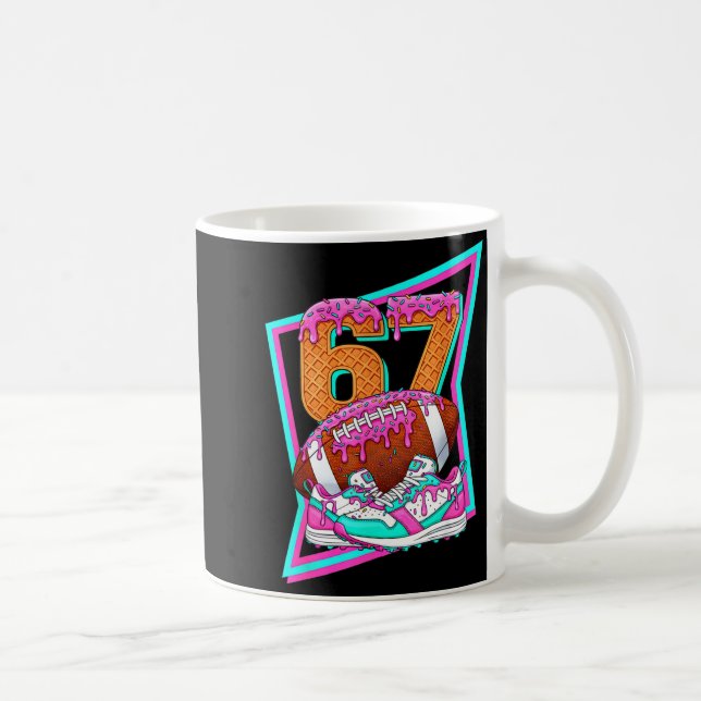 6 7 Six Seven Meme American Football Drip Number 6 Kaffemugg (Höger)