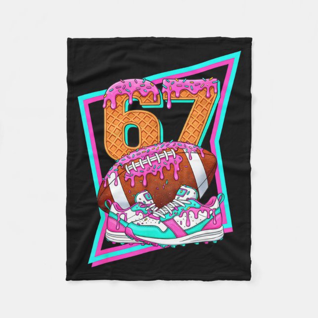 6 7 Six Seven Meme Amerikansk Fotboll Drip Nummer  Fleecefilt (Framsidan)