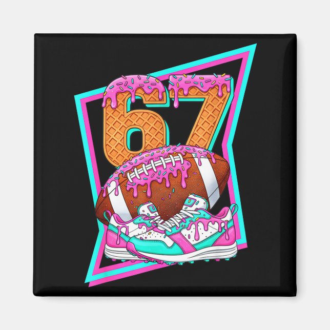 6 7 Six Seven Meme Amerikansk Fotboll Drip Nummer  Magnet (Framsidan)