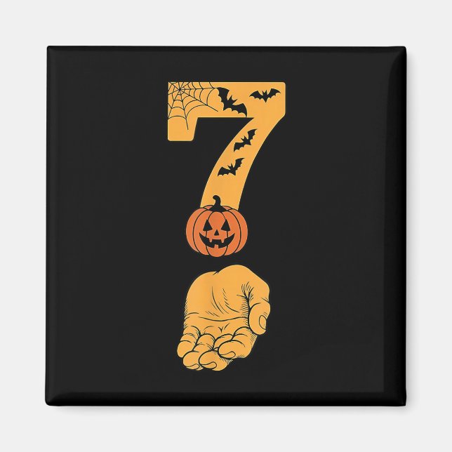 6 7 Six Seven Meme Med Hand Spindelnät Halloween  Magnet (Framsidan)