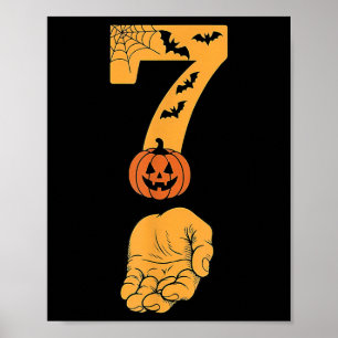 6 7 Six Seven Meme Med Hand Spindelnät Halloween Poster