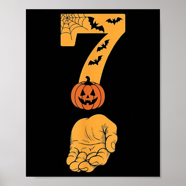 6 7 Six Seven Meme Med Hand Spindelnät Halloween Poster (Framsidan)