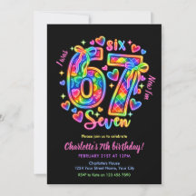 6 7 Six Seven Meme Neon Rainbow Glow Girl Birthday