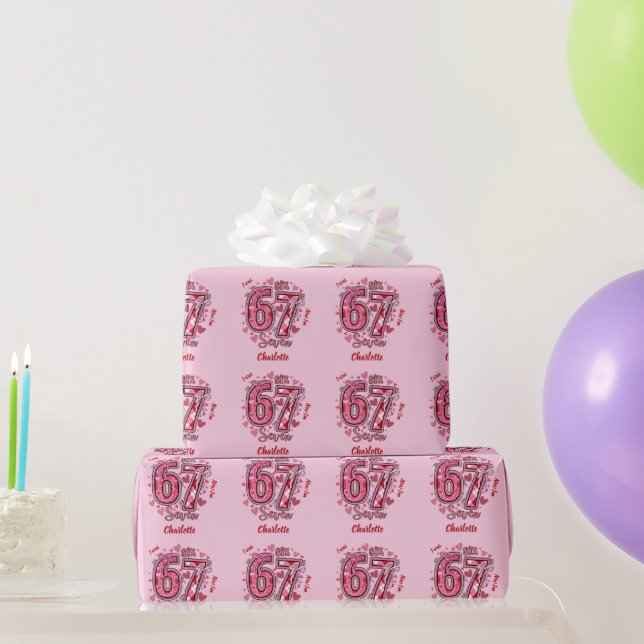 6 7 Six Seven Meme Trend Flickor 7-årsdag Presentpapper (Festgåvor)