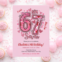 6 7 Six Seven Meme Trend Pink Girl 7th Birthday