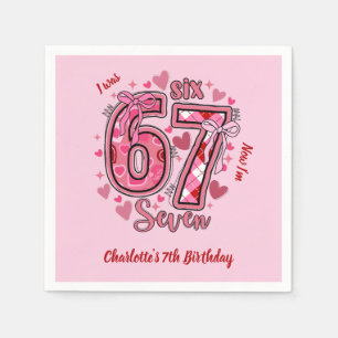 6 7 Six Seven Meme Trend Rosa Flicka 7-årsdag Pappersservett