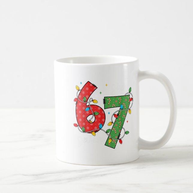 6 7 Six Seven Meme Xmas Lights Candy Cane Christma Kaffemugg (Höger)