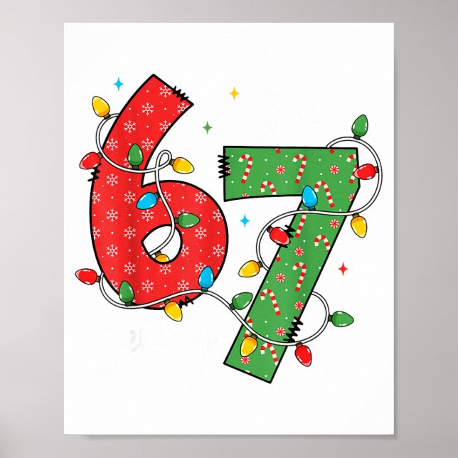 6 7 Six Seven Meme Xmas Lights Candy Cane Christma Poster (Framsidan)