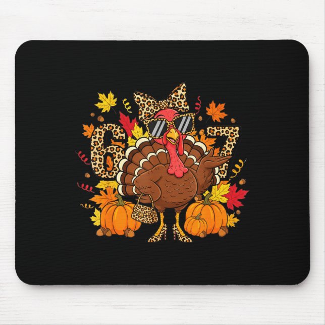 6 7 Thanksgiving Funny Leopard Bow Turkey Six Seve Musmatta (Framsidan)