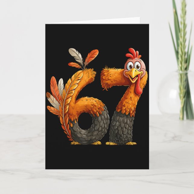 6 7 Thanksgiving Funny Turkey Thanksgiving 67 Men  Kort (Framsida)