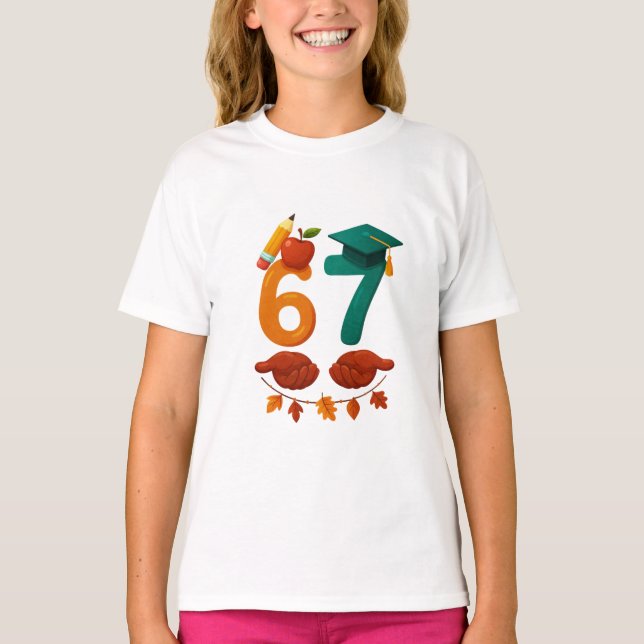 6 7 tillbaka till skolpresent för studenter  t shirt (Framsida)