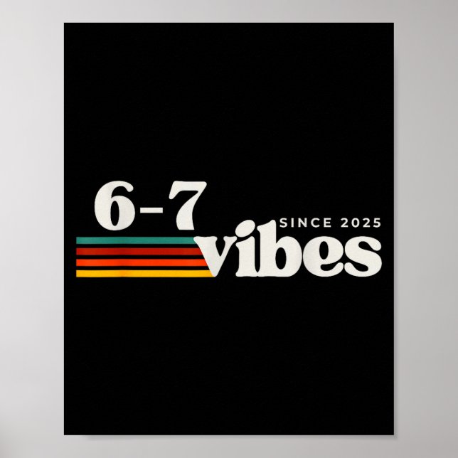 6 7 Vibes 2025 67 Meme Trendig Retro Rolig Fras  Poster (Framsidan)