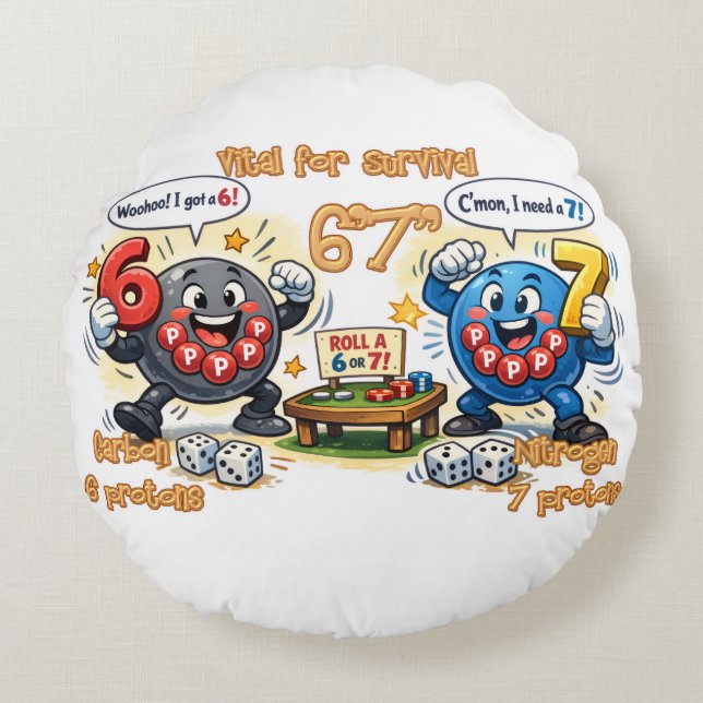 6’7” Viktiga för överlevnad Kemiska element Rund Kudde (Framsidan)