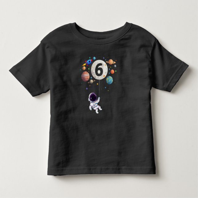 6 Åldersdagsplanet Astronaut 6e födelsedag T Shirt (Framsida)