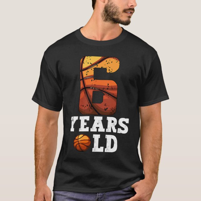 6 år Basketboll 6e födelsedagsbasket T Shirt (Framsida)