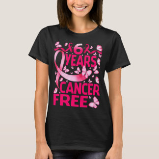 6 år Bröstcancerfri överlevnadsfjäril T Shirt