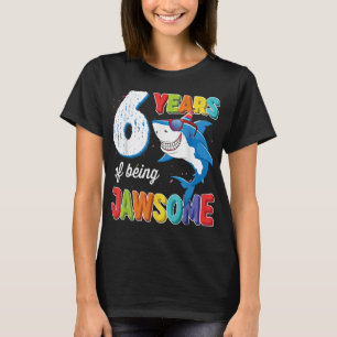 6 år Gamla boys Kids JawLite Shark 6e födelsedag T Shirt