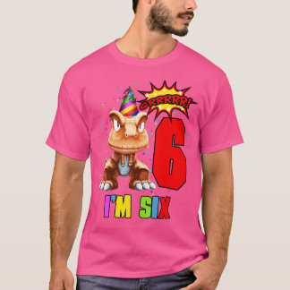 6 år gammal 6e-födelsedag... Jag är sex lustigt di T Shirt