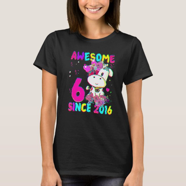 6 år gammal 6e-födelsedagskalender flickor Cute Co T Shirt (Framsida)