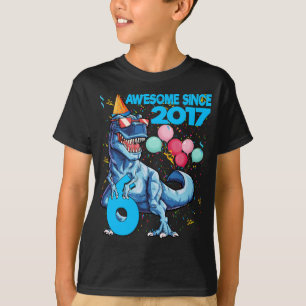 6 år gammal 6e-födelsedagstiddosinosaur Boy Party T Shirt